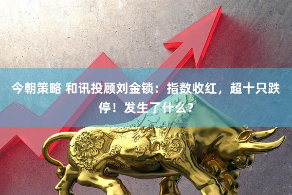 今朝策略 和讯投顾刘金锁：指数收红，超十只跌停！发生了什么？